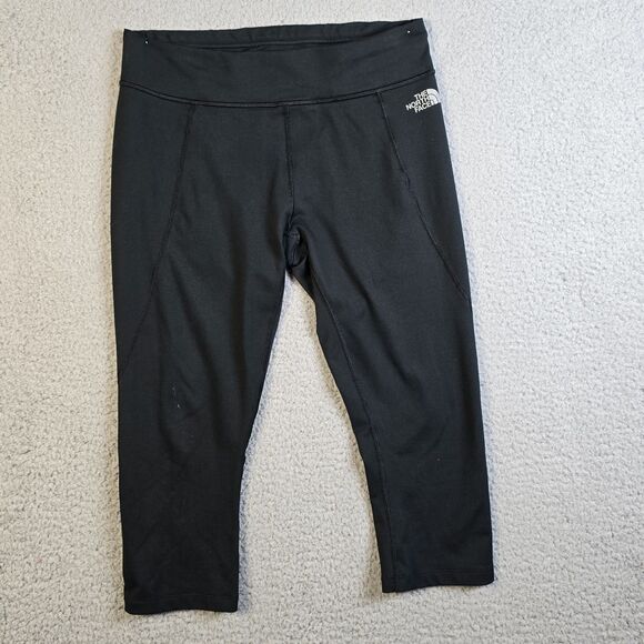 The North Face Womens Leggings M Black Capri Athletic Yoga Stretch Workout Logo - Picture 13 of 16